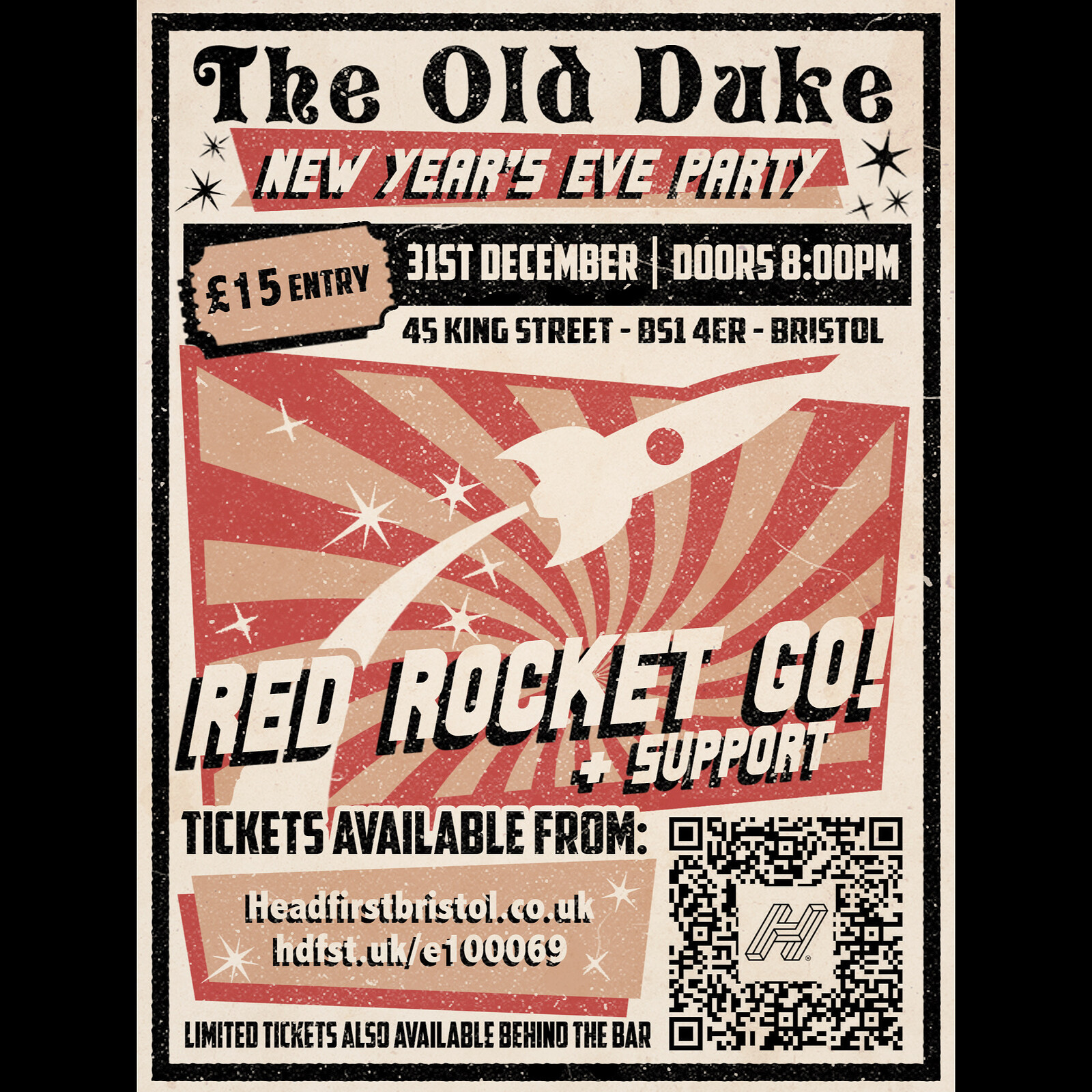 The Old Duke New Years Eve Party - RED ROCKET GO at The Old Duke