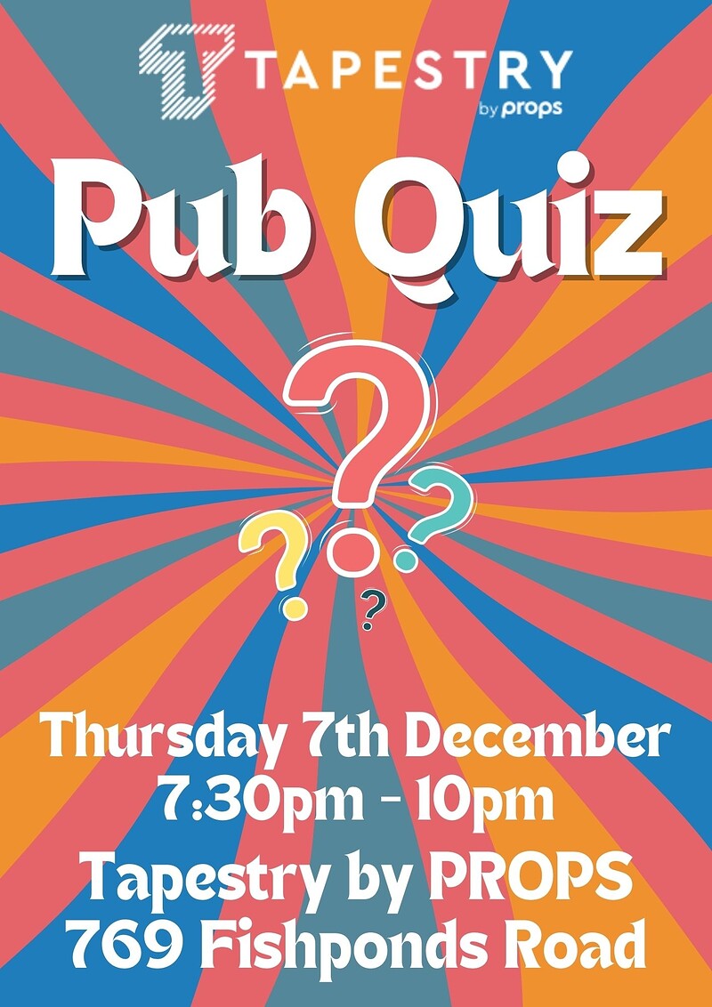 Pub Quiz at Crafted by Props (Tapestry by Props)