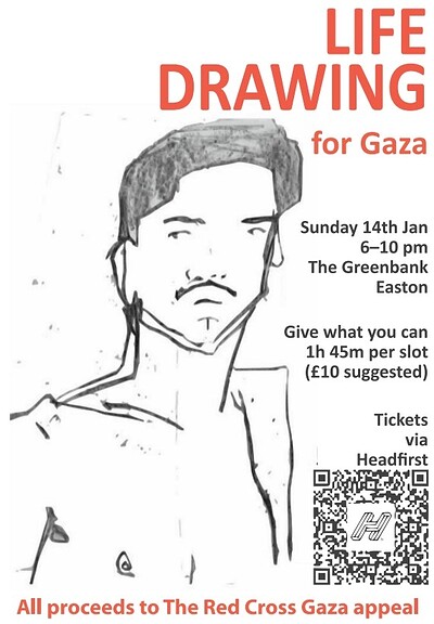 Life Drawing for Gaza at The Greenbank pub, Easton