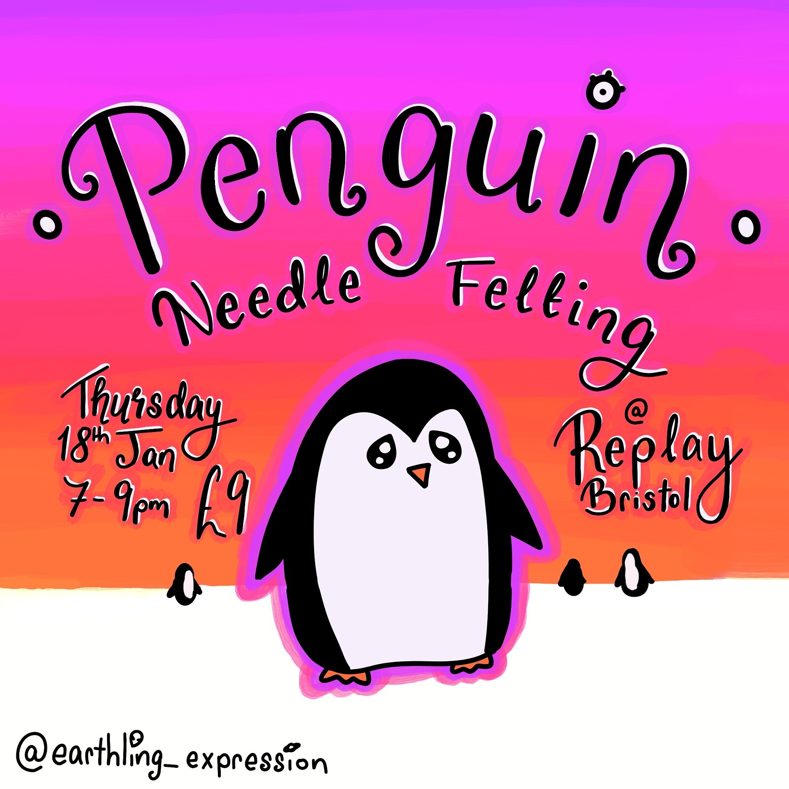 Penguin Needle Felting Workshop at Replay Bristol Board Game Bar