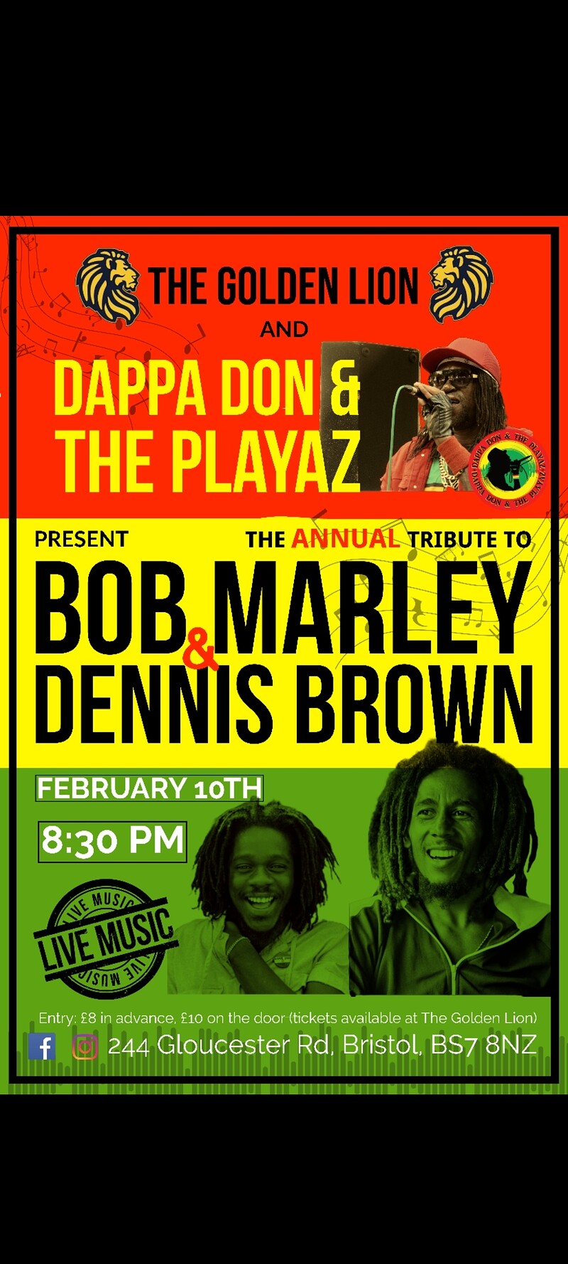 DAPPA DON AND THE PLAYERS PLAY THE HITS OF MARLEY at The Golden Lion
