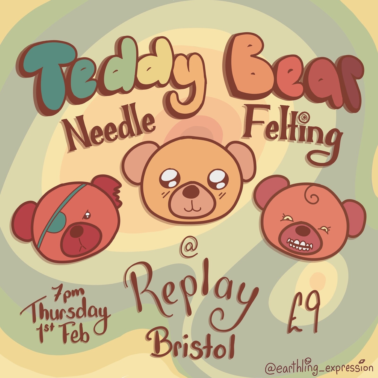 Teddy Bear Needle Felting Workshop at Replay Bristol Board Game Bar