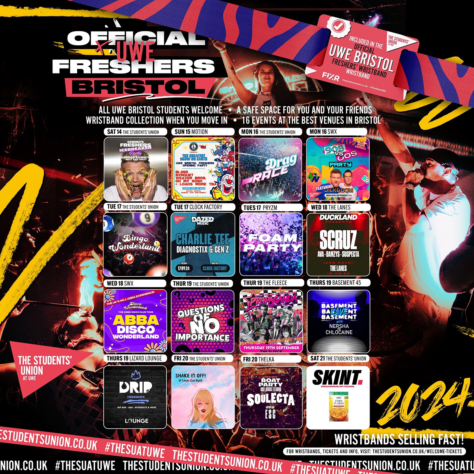 The OFFICIAL UWE Bristol Freshers' Week Wristband at The Students' Union at UWE