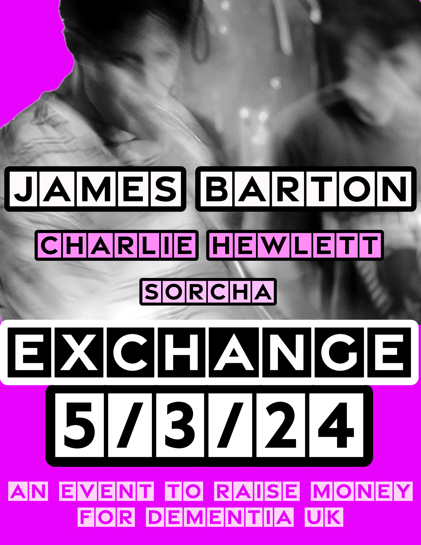 James Barton with support in aid of Dementia UK at Exchange