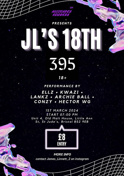 395 Presents: Alltrades Records + JL’s 18th at 395 Bristol