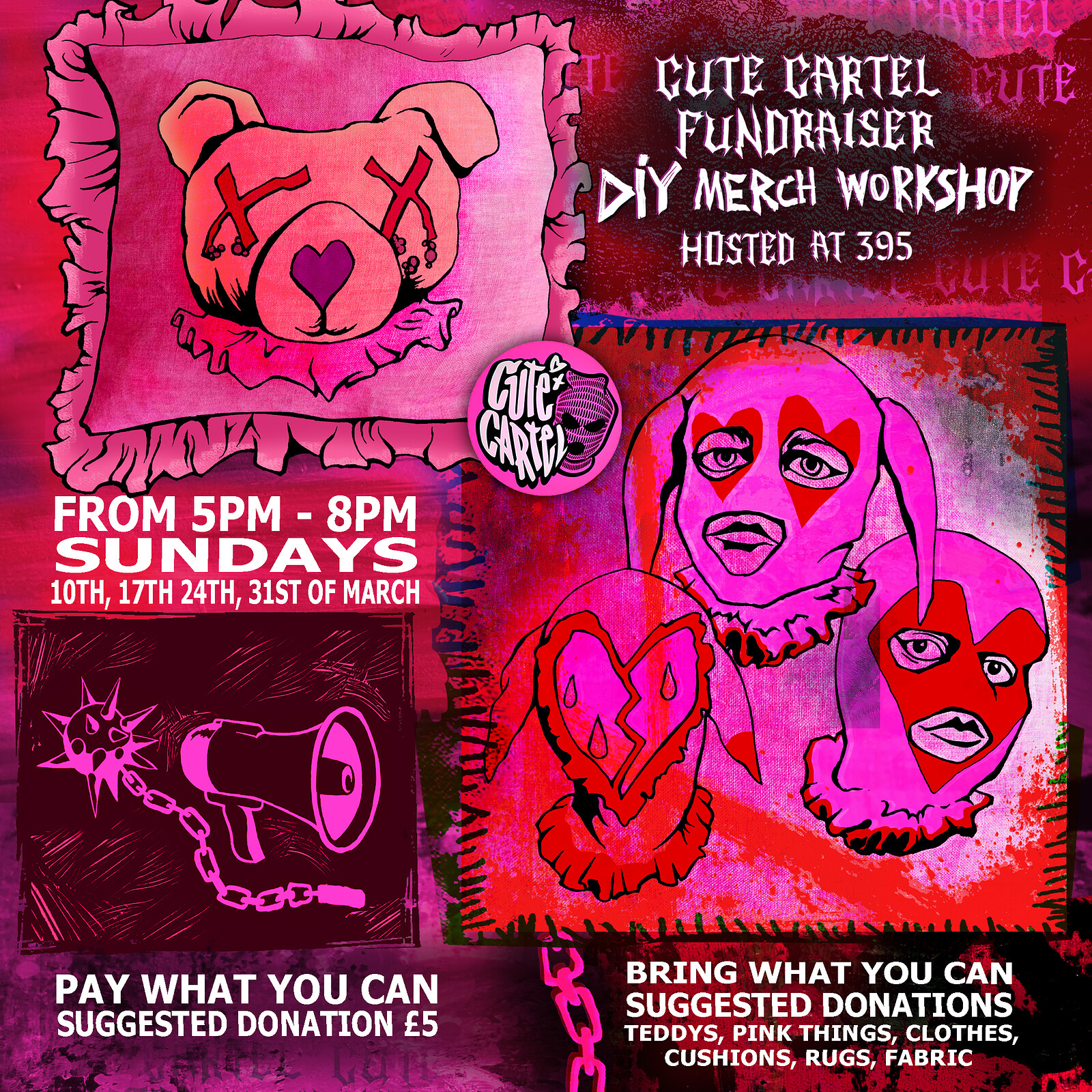 CUTE CARTEL DIY MERCH WORKSHOP FUNDRAISER at 395