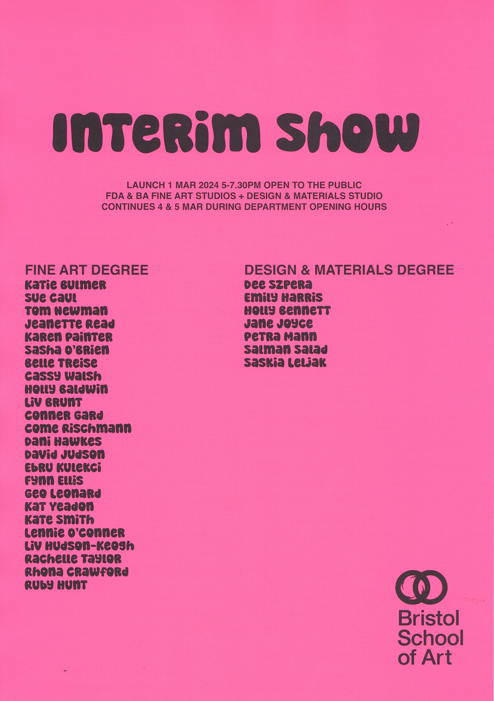 Interim Exhibition at Bristol School of Art