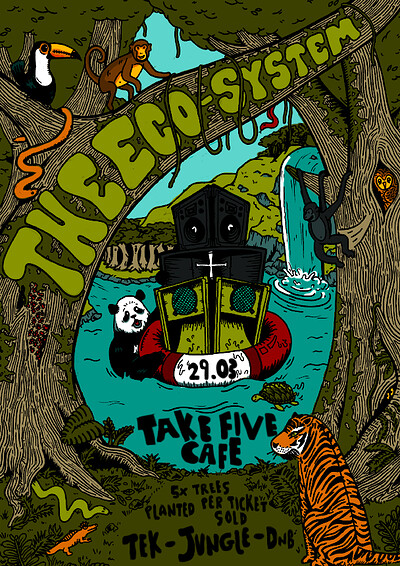 5 TREES PLANTED PER TICKET SOLD - The Eco-System at Take Five Cafe