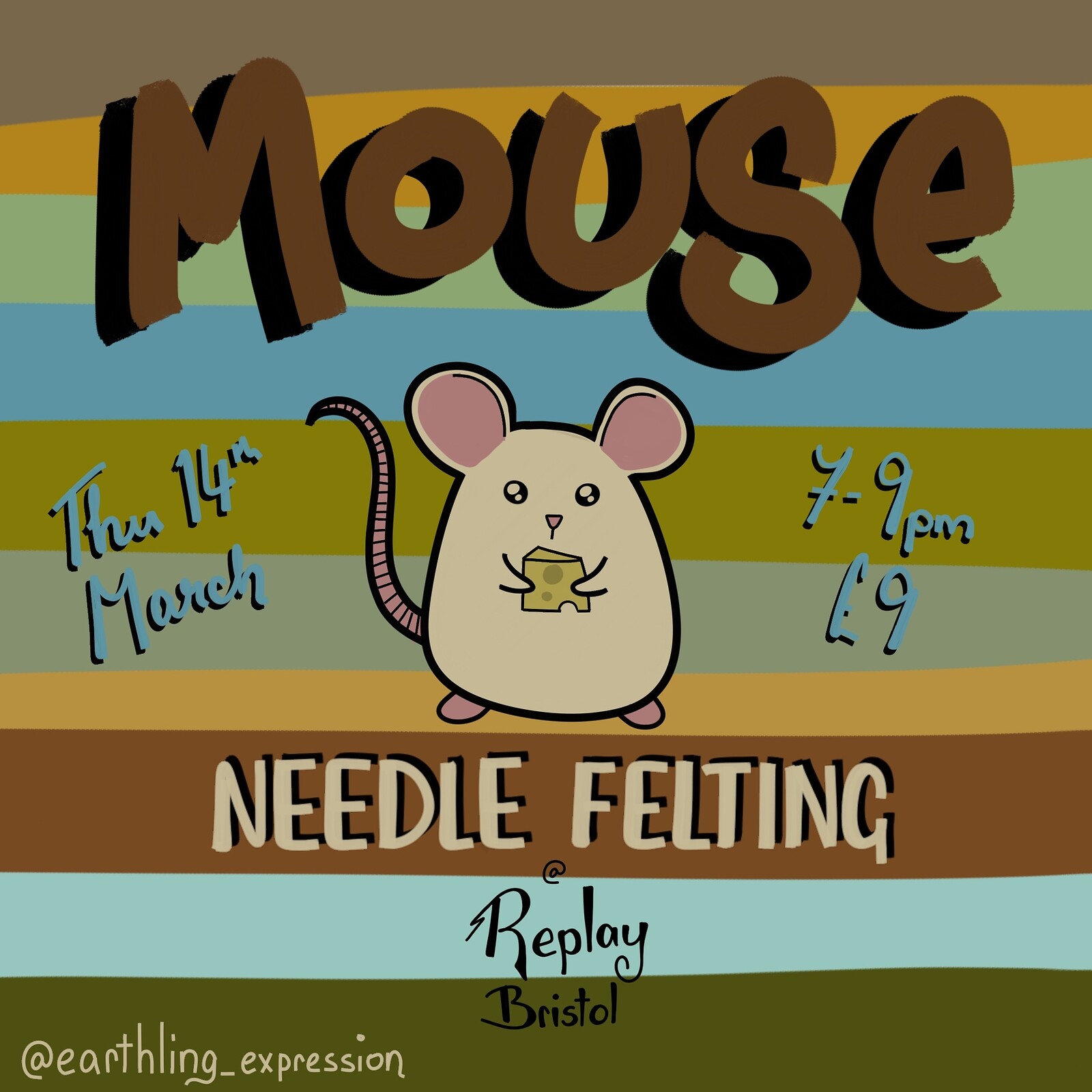 Mouse Needle Felting Workshop at Replay Board Game Bar