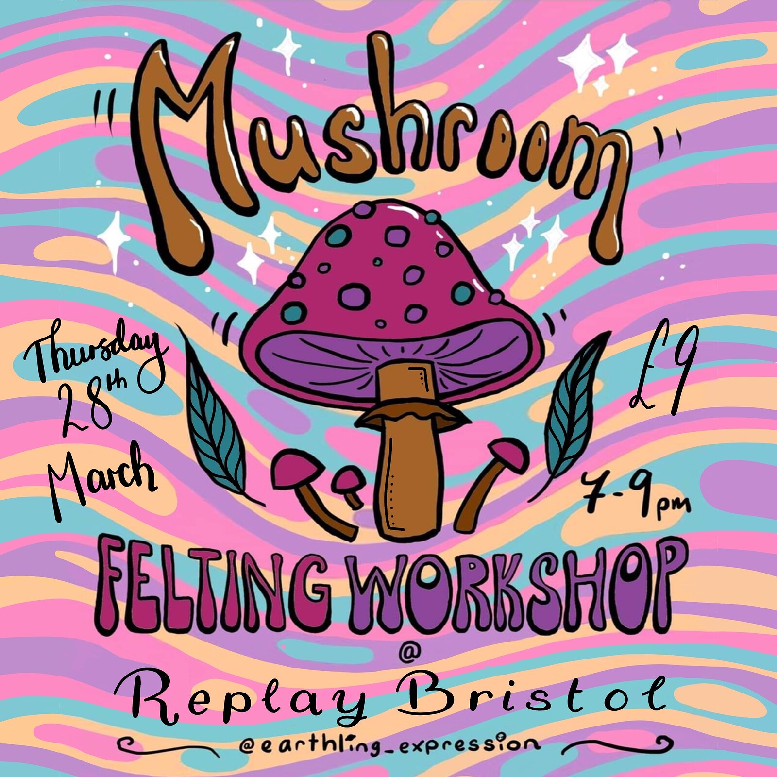 Mushroom Needle Felting Workshop at Replay Board Game Bar
