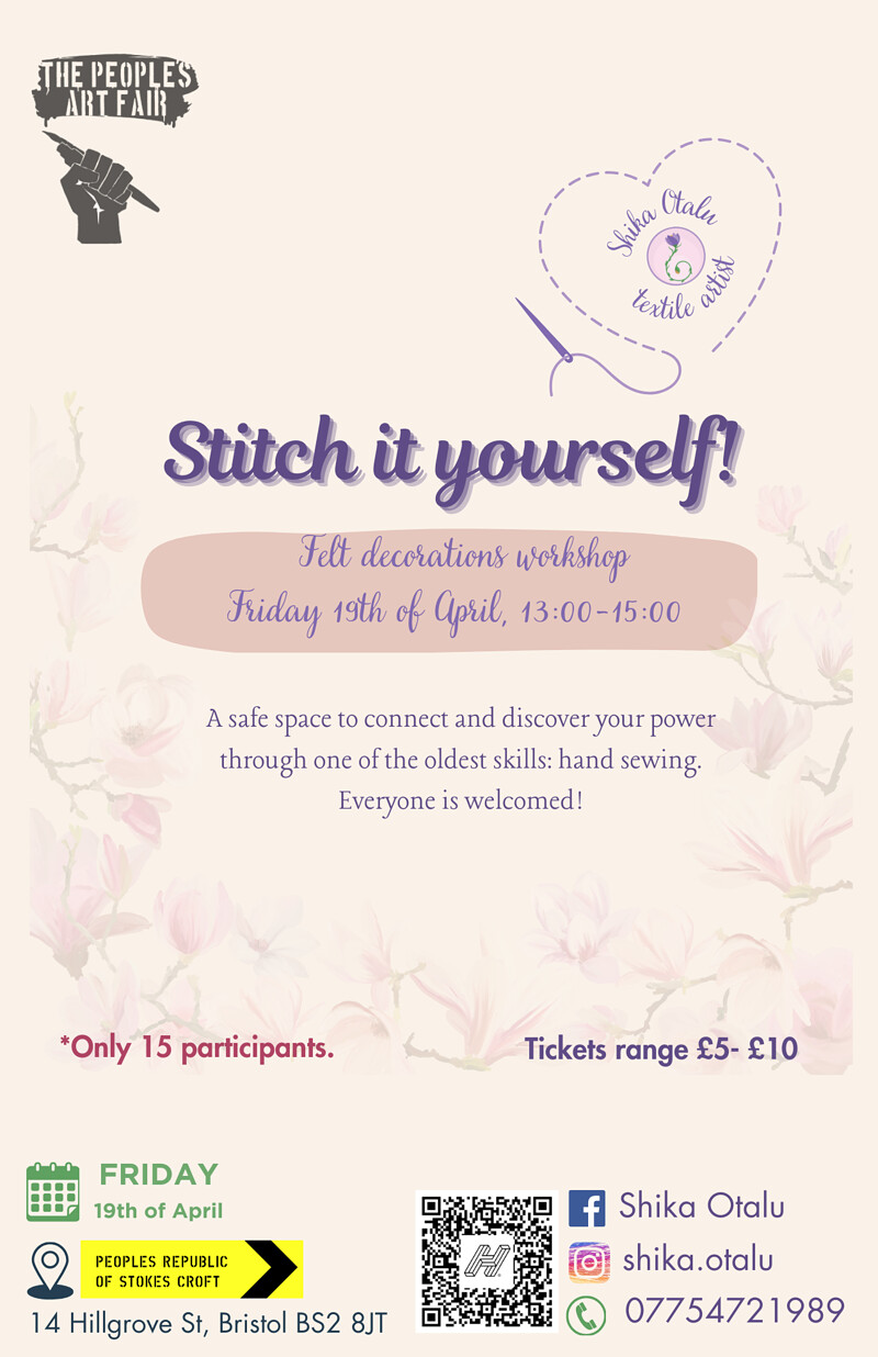 Stitch it yourself Felt decorations workshop at PRSC