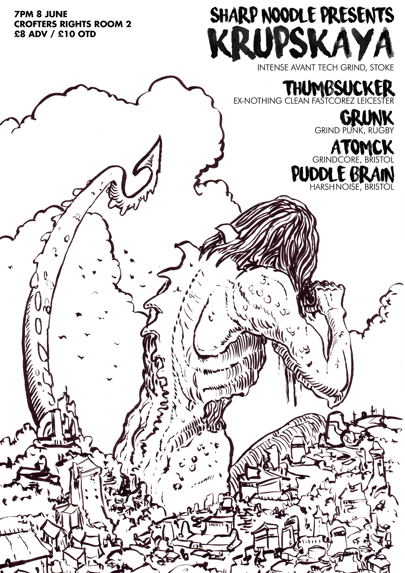 KRUPSKAYA/ THUMBSUCKER/ GRUNK/ ATOMÇK/ PUDDLEBRAIN at Crofters Rights