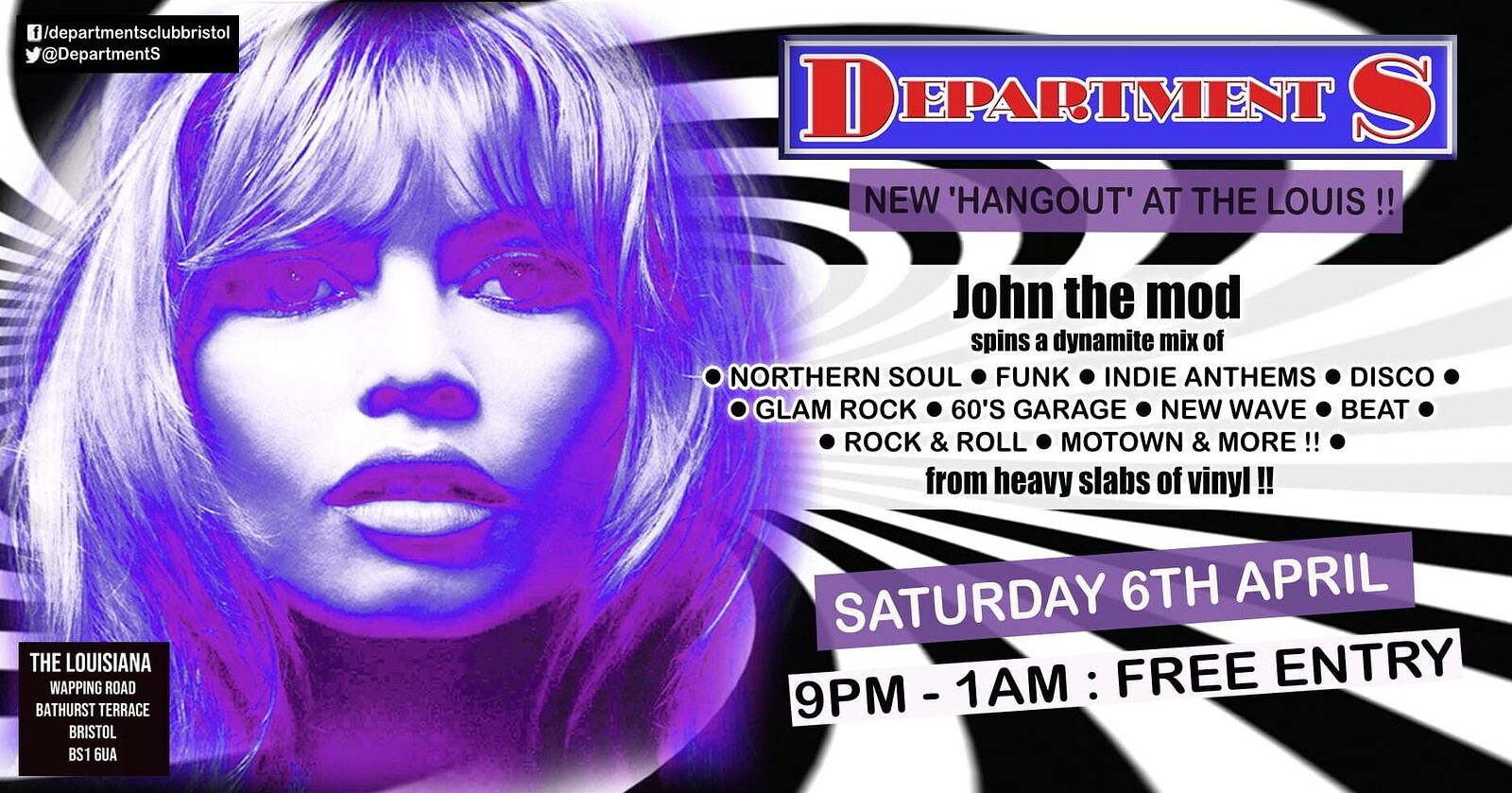 Department S Club Night with DJ John The Mod at The Louisiana