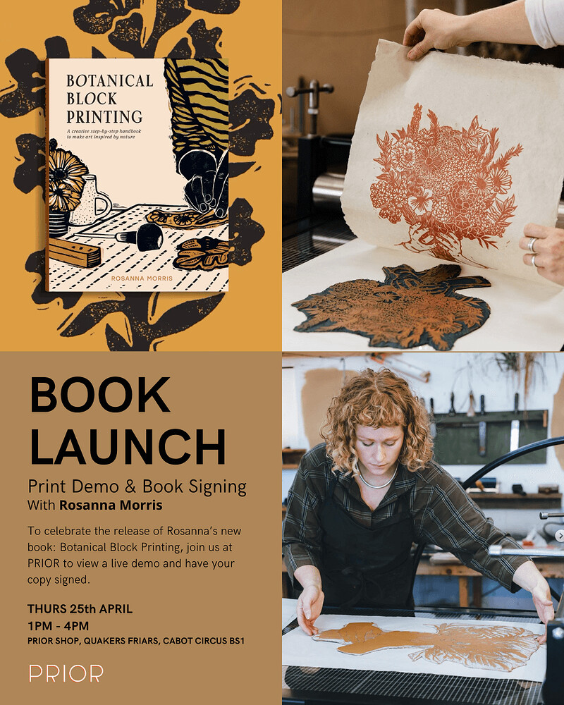 Botanical Block Printing Book Launch at Prior Shop, Cabot Circus