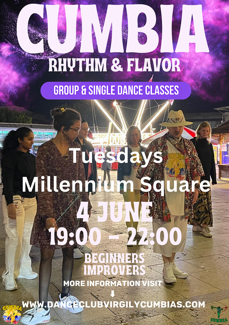 Rhythm & Flavor Cumbia group dance classes at Millennium Square - Bristol