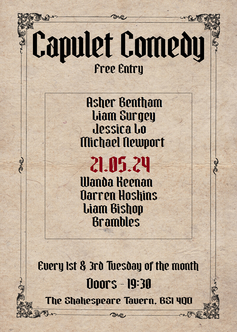 Capulet Comedy Club at The Shakespeare Tavern
