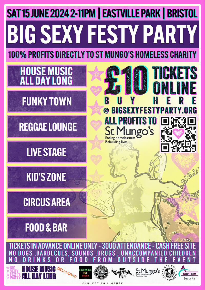 BIG SEXY FESTY PARTY fundraiser for ST MUNGOS at Eastville Park