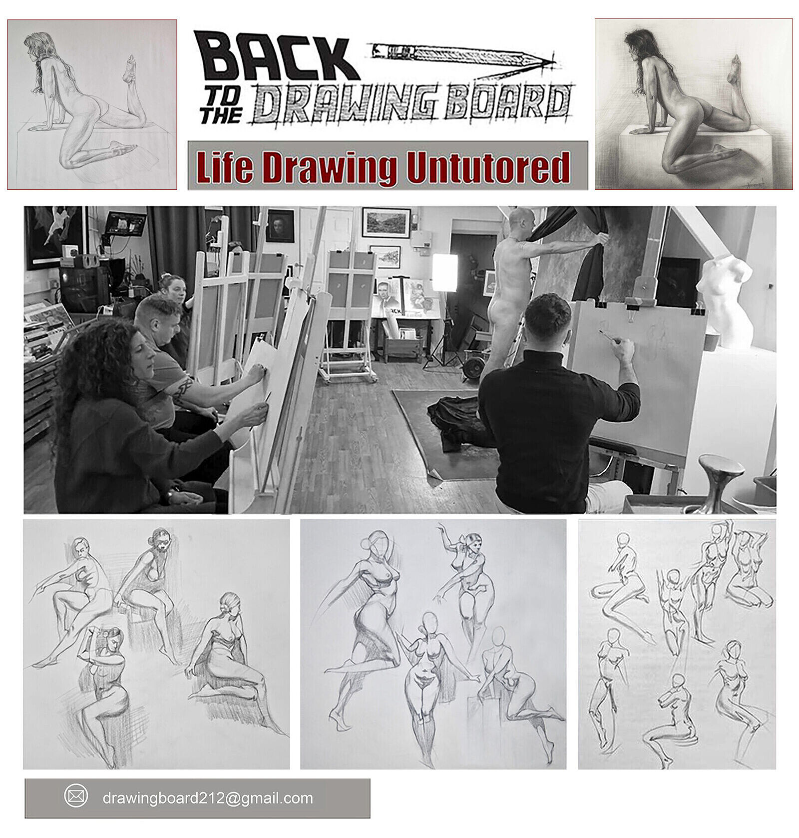 Life Drawing Untutored-Back to the Drawing Board at 212 Productions Studio