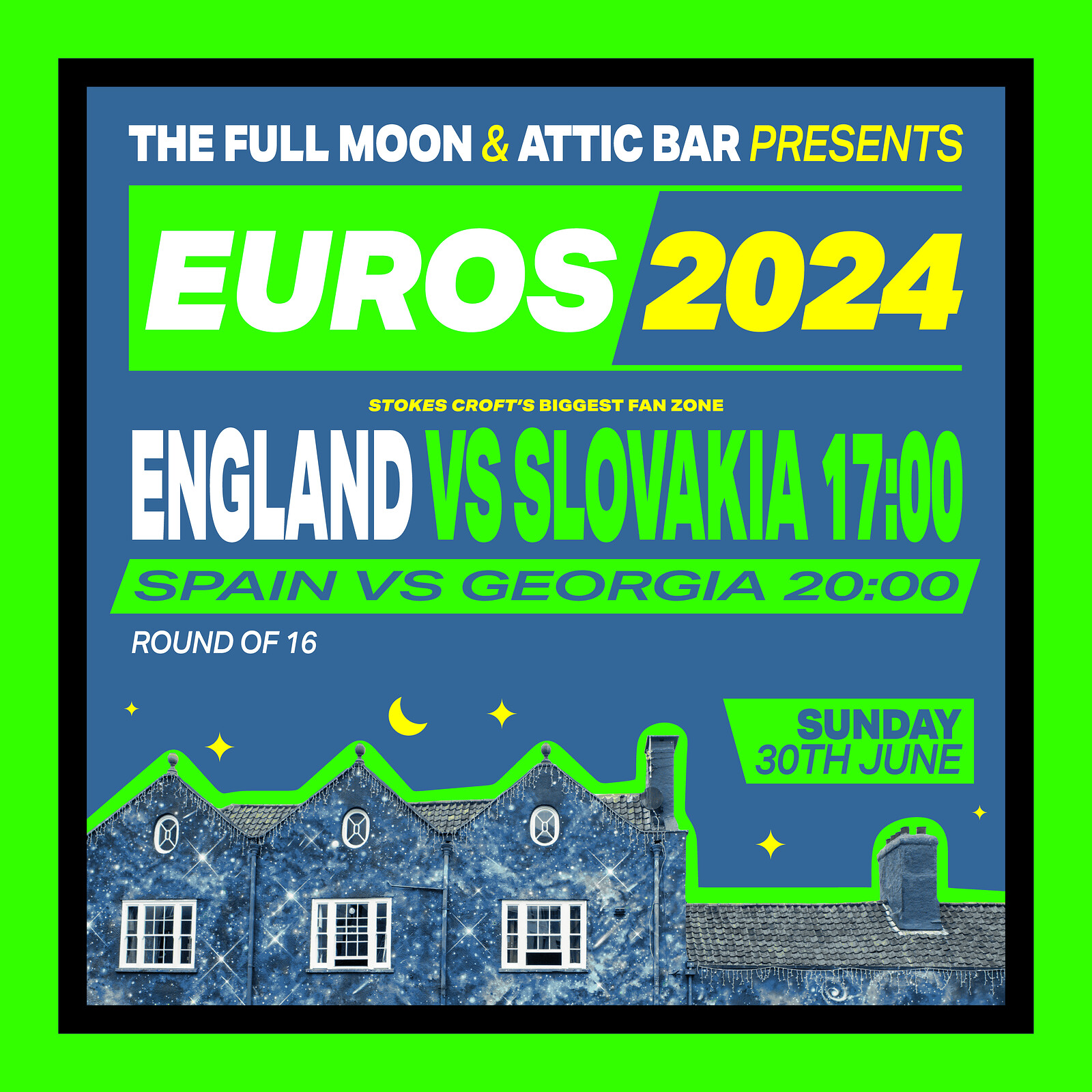ROUND OF 16: England vs Slovakia | 5pm at The Full Moon & Attic Bar