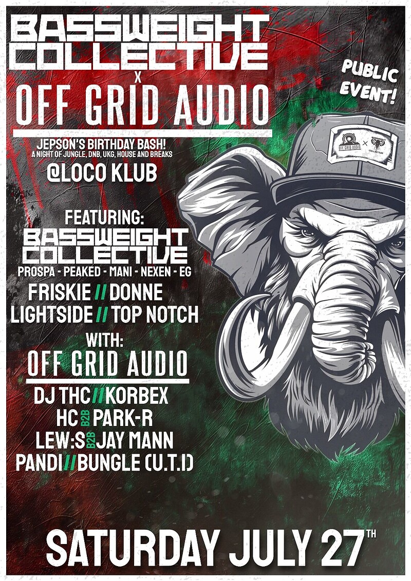 Bassweight Collective x Off Grid Audio presents at Loco Klub