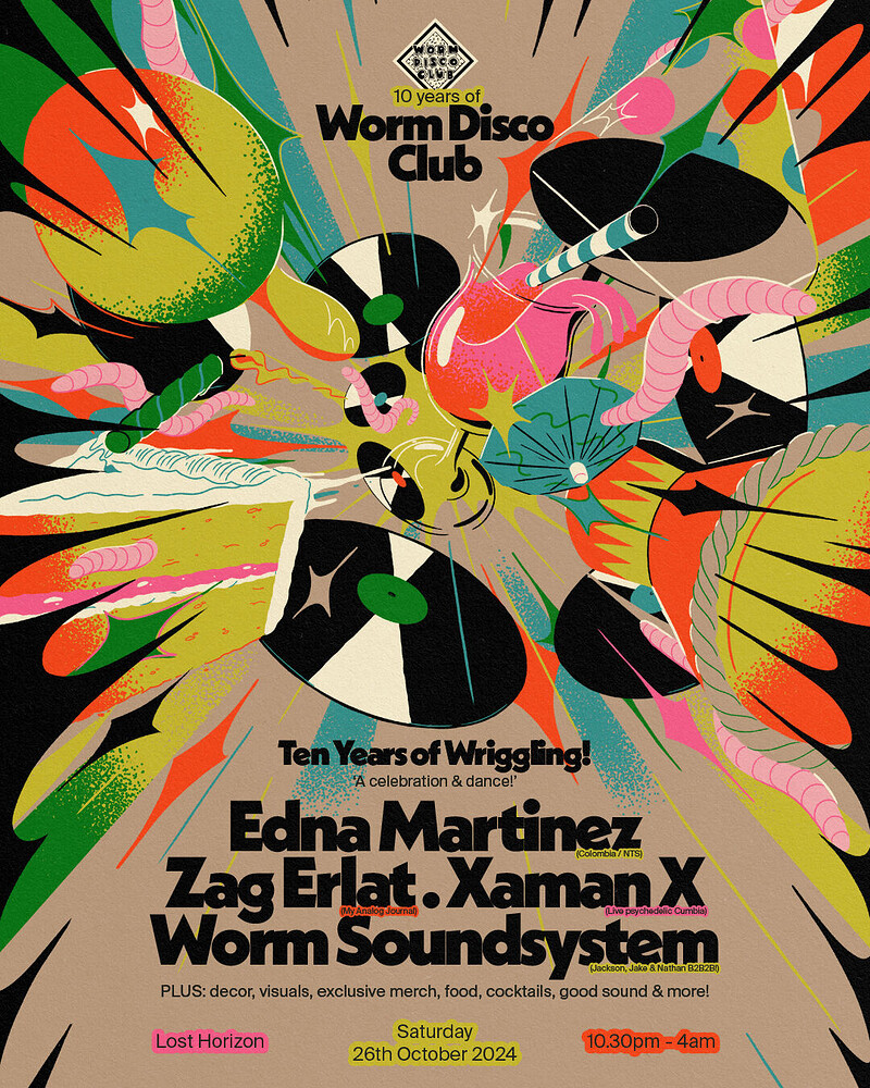 WORM DISCO CLUB - 10th B’day -Tickets on the door at Lost Horizon