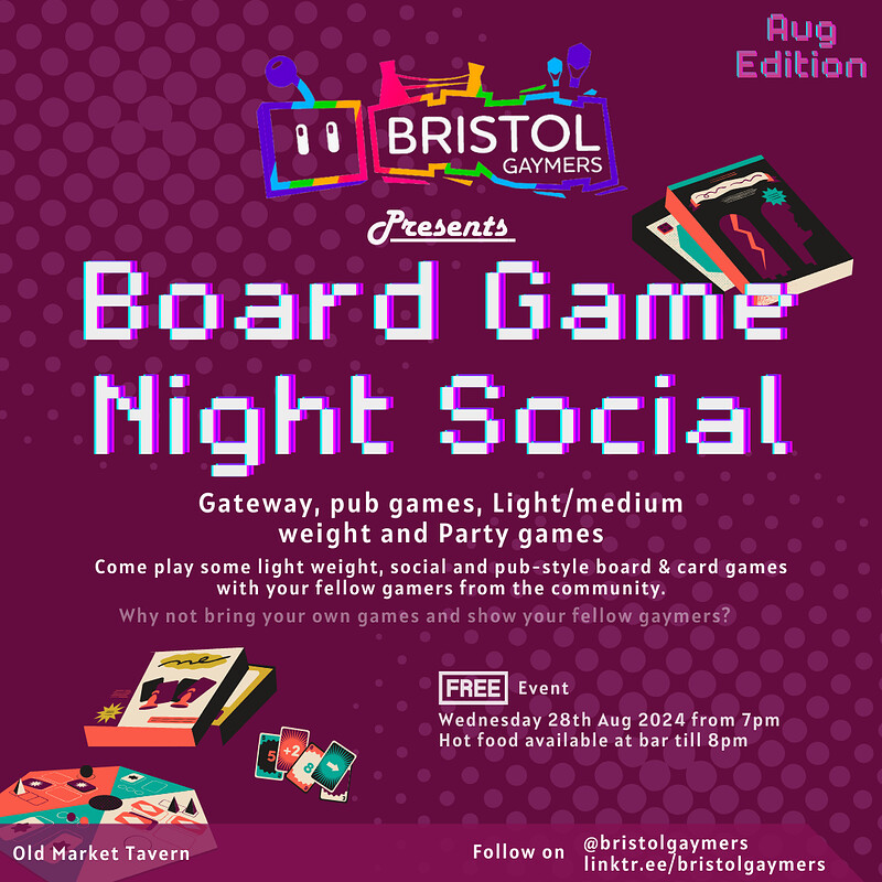Board Game Night Social - Aug 2024 at Old Market Tavern