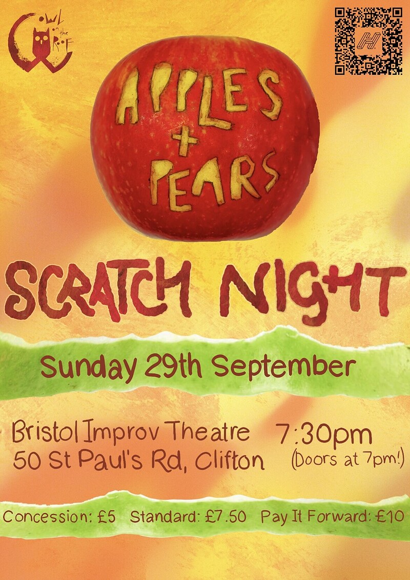 Apples and Pears scratch night at The Bristol Improv Theatre