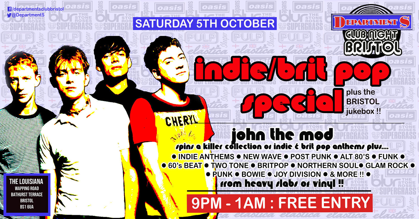 Department S Club Night Indie/Brit Pop Special at The Louisiana