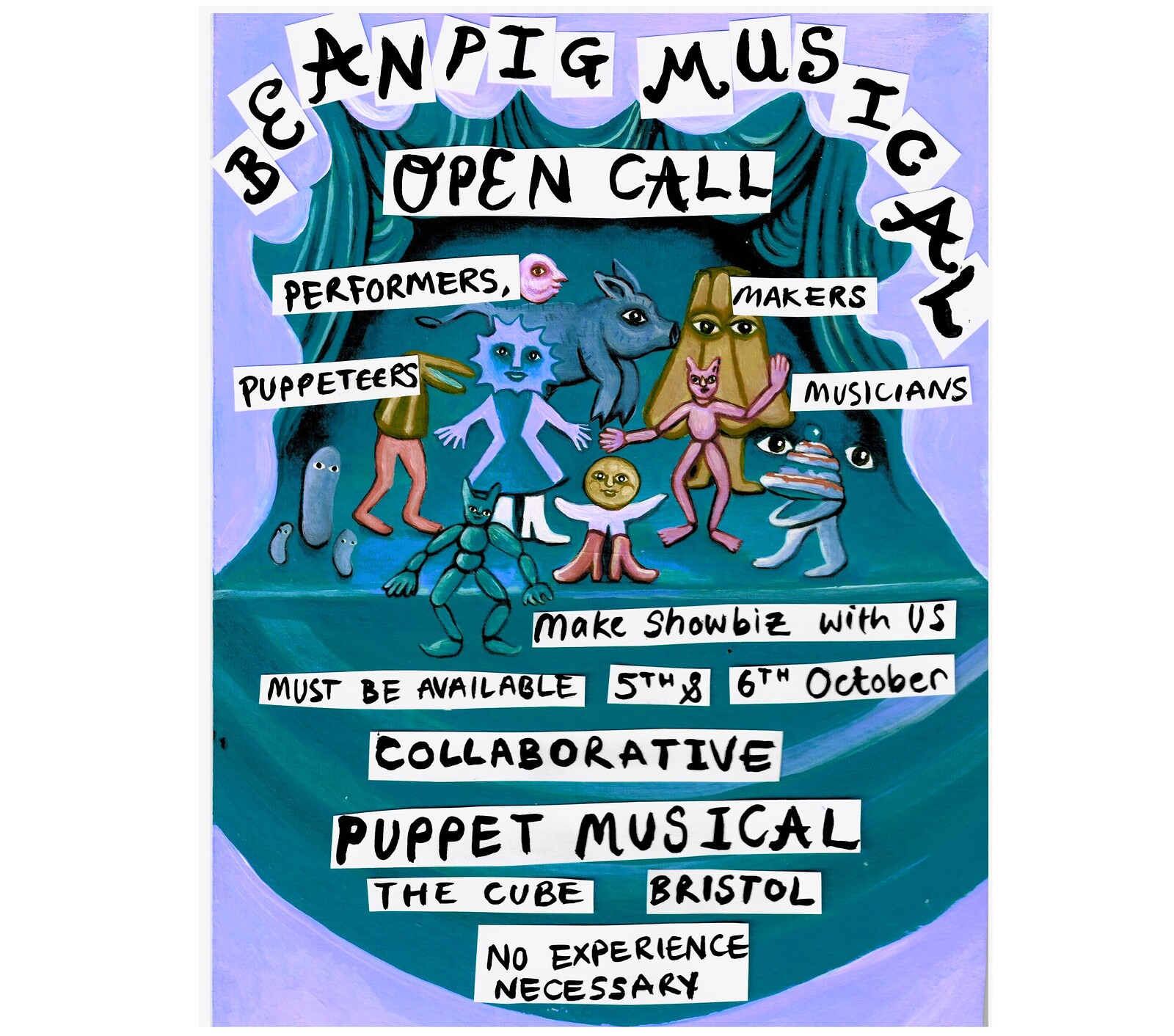 Bean Pig & Friends Musical Puppet Workshop at The Cube