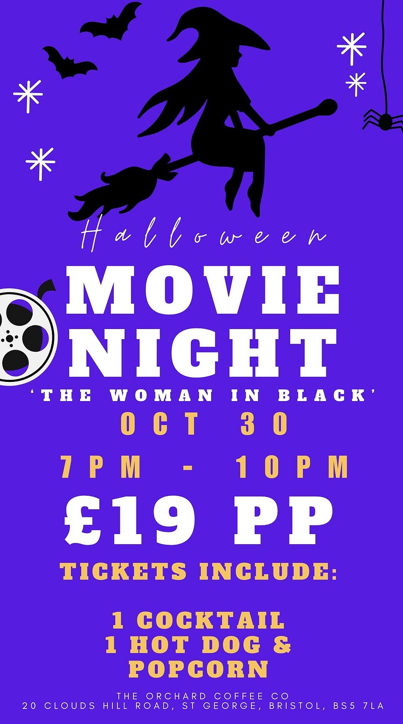 MOVIE NIGHT WITH COCKTAILS - THE WOMAN IN BLACK at The Orchard Coffee & Co