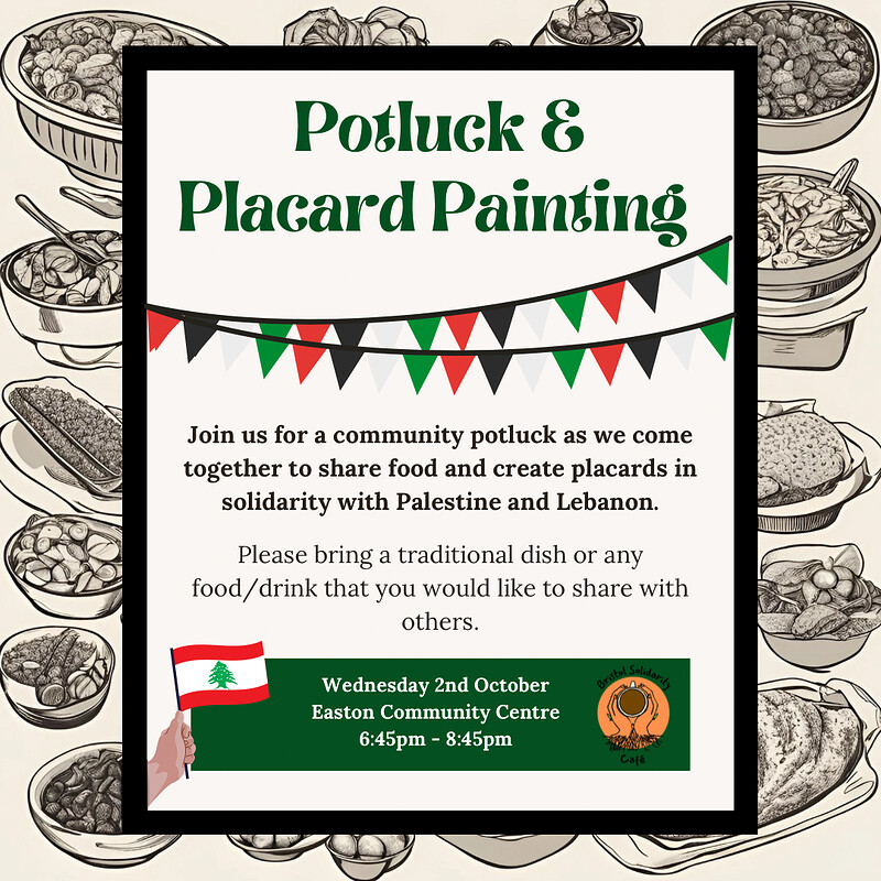 Potluck & Placard Painting for Palestine at Easton Community Centre