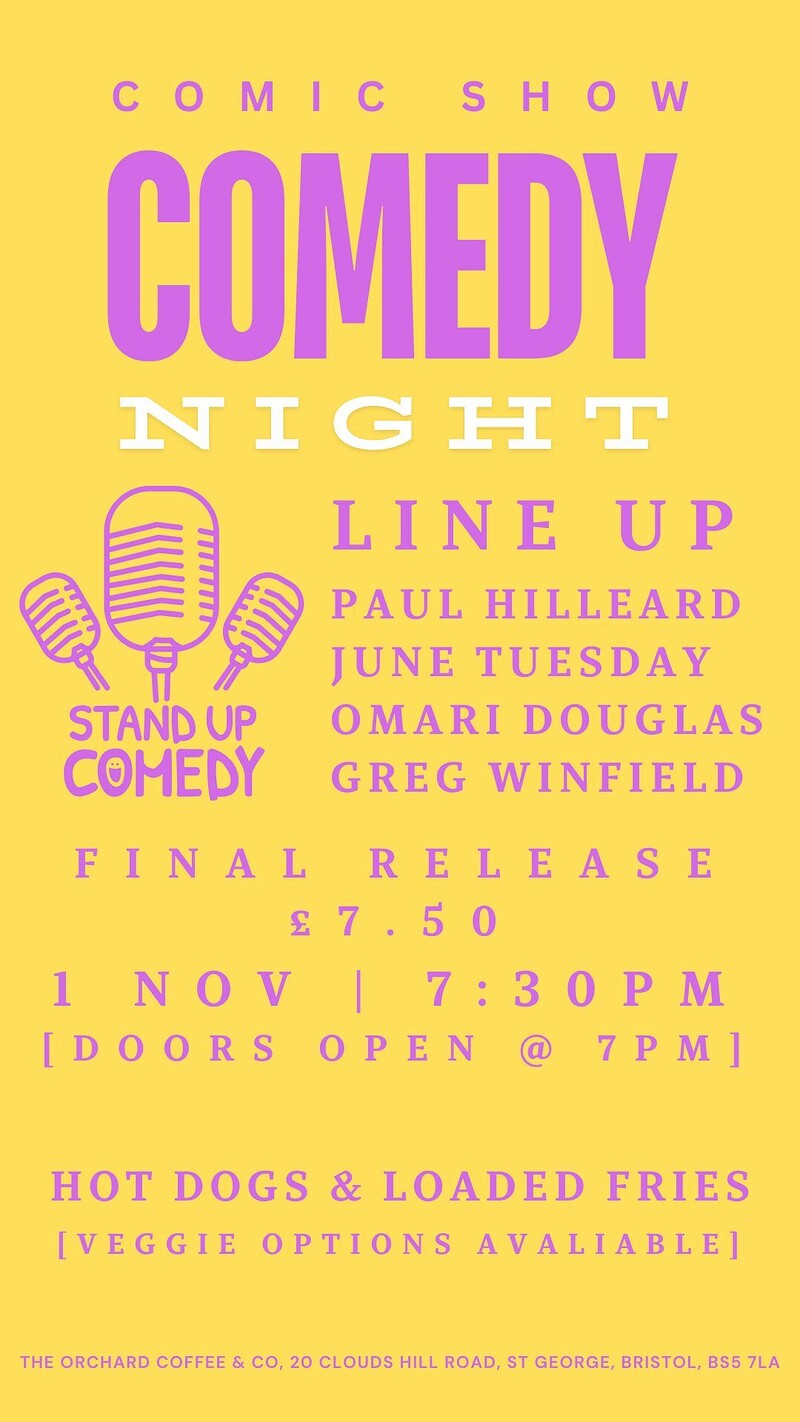 Comedy Night with Food & Cocktails at The Orchard Coffee & Co