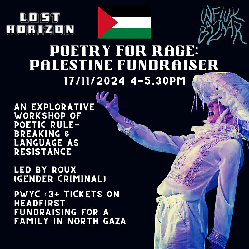 Poetry for RAGE: Palestine fundraiser at Lost Horizon