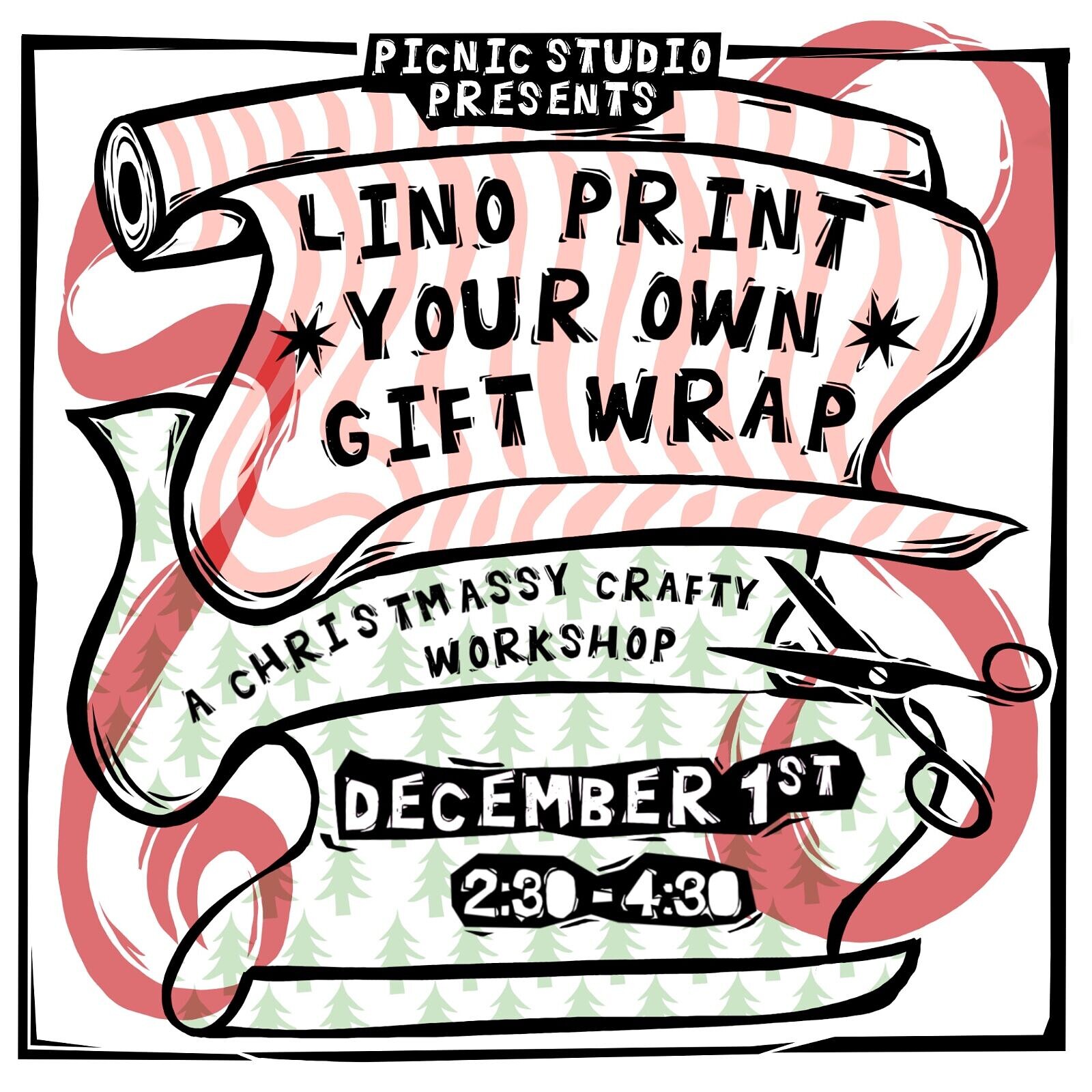 Lino Print Your Own Gift Wrap Christmas Workshop at Picnic Studio - Hamilton House
