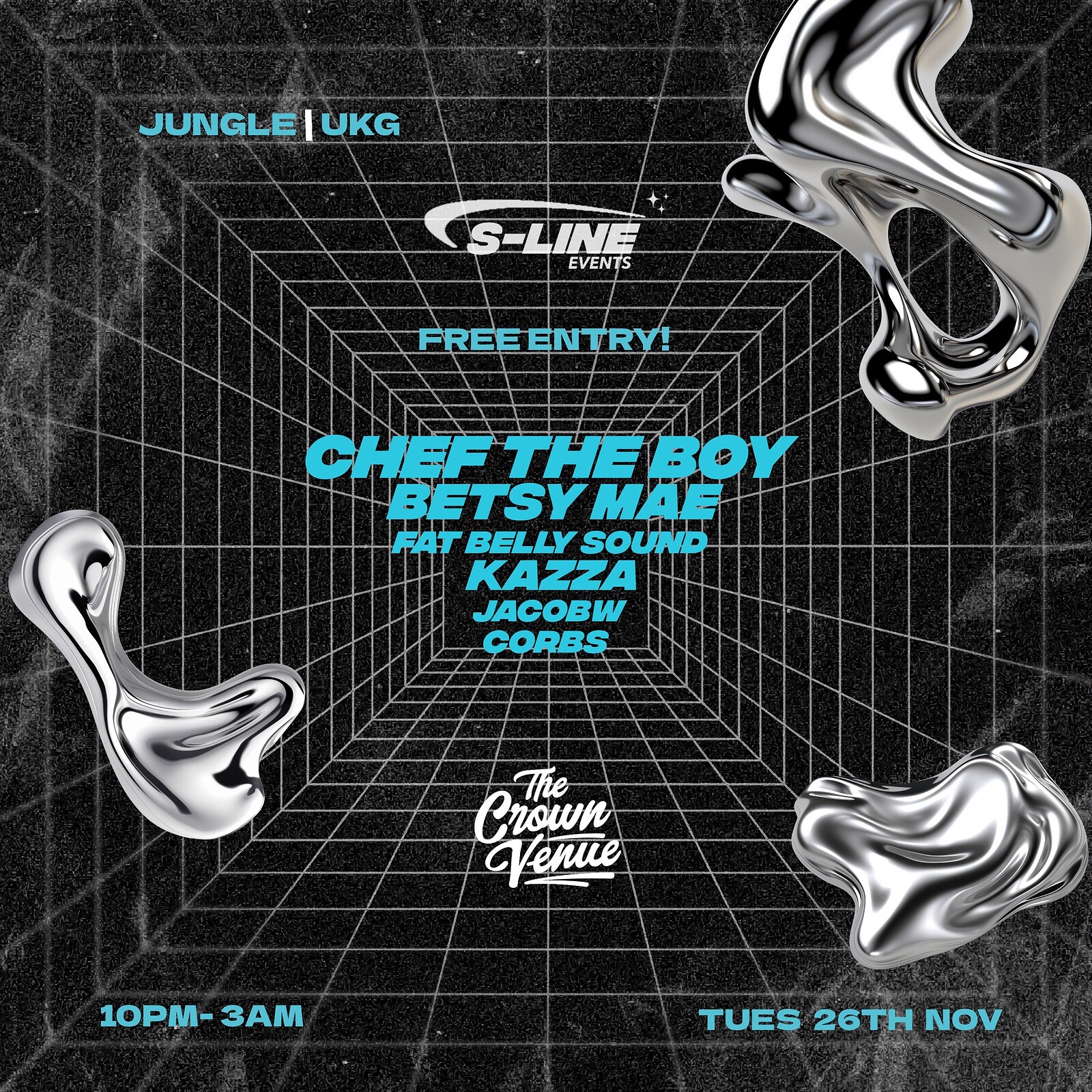 S-Line: Cheff The Boy, Betsy Mae, Kazza + more at The Crown
