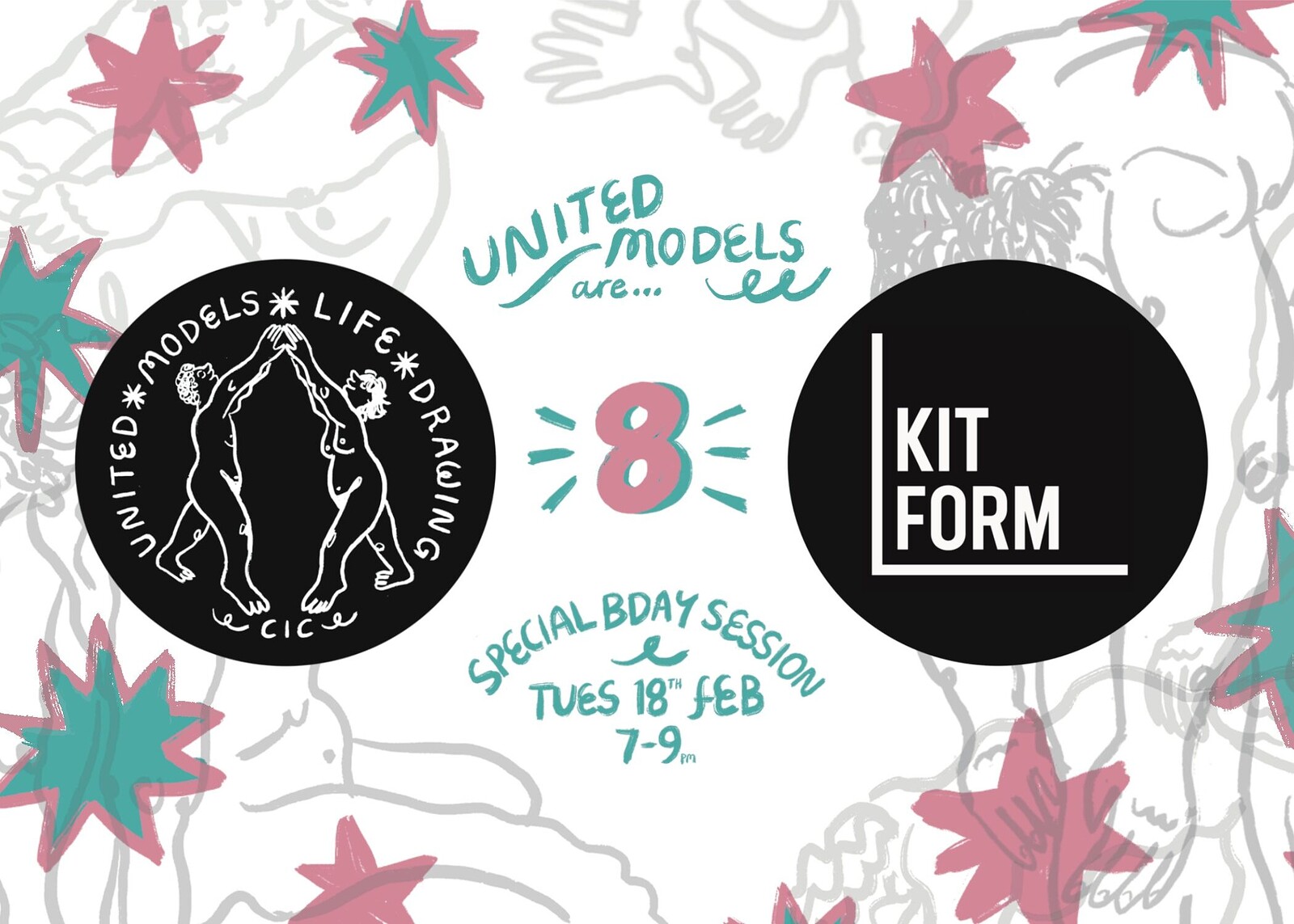 United Models Life Drawing 8th birthday at KIT FORM