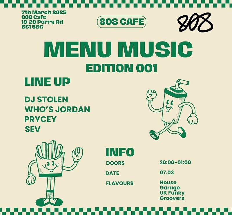 Menu Music 001 at Cafe 808 Bristol