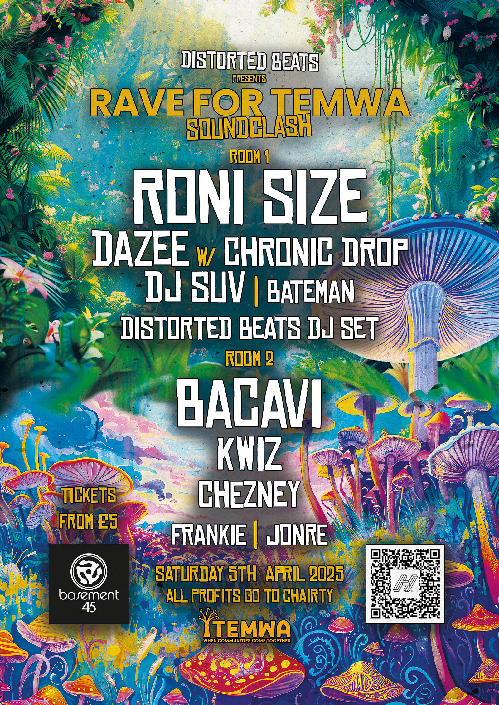 Distorted Beats Fundraiser - Roni Size + More at Basement 45