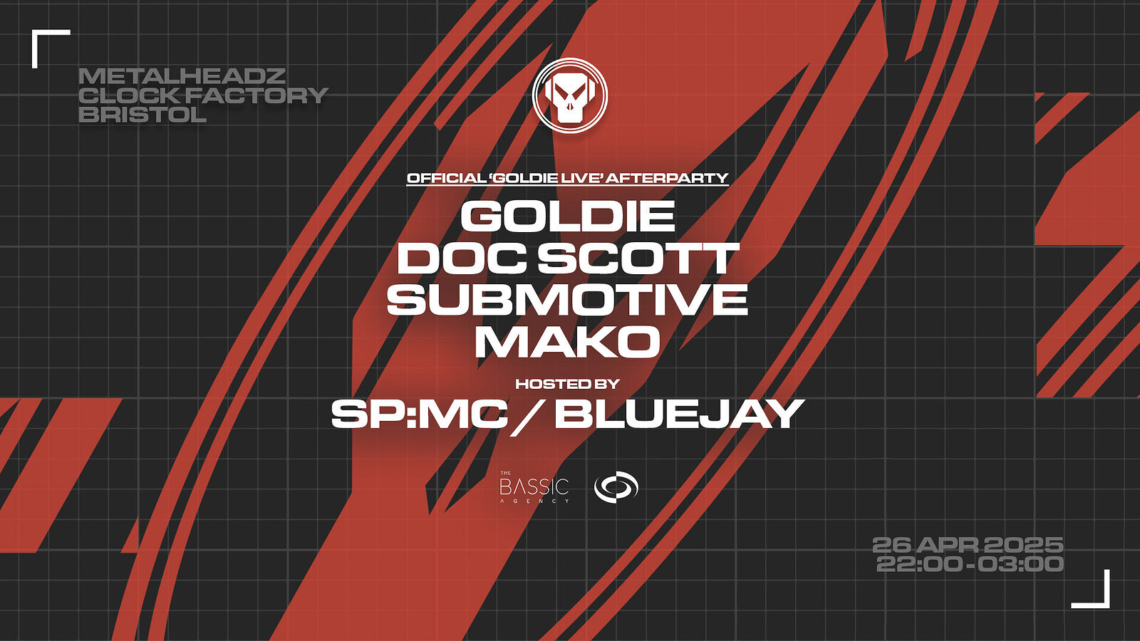 Metalheadz: Goldie, Doc Scott, Submotive + More at Clock Factory