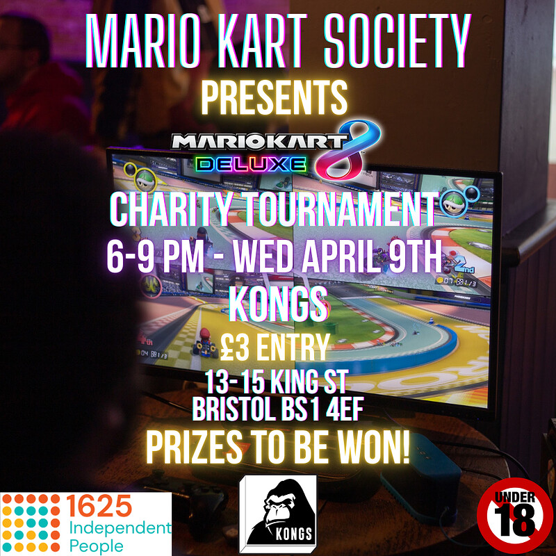 18+ Mario Kart 8 Deluxe Charity Tournament at Kongs of Kings Street