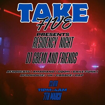 Resident Dj Night at Take Five Cafe