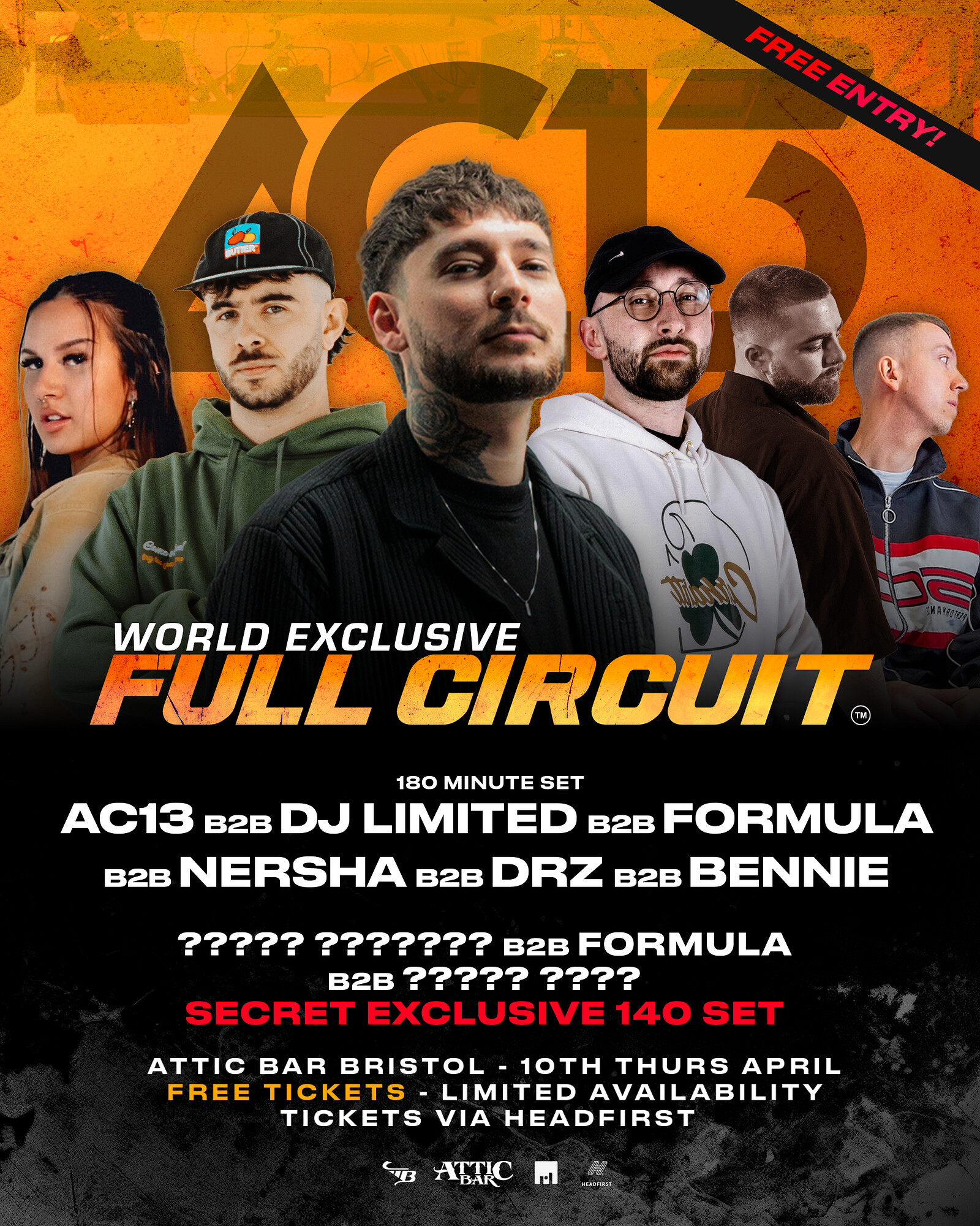 AC13 Presents: Full Circuit - B6B at The Full Moon & Attic Bar
