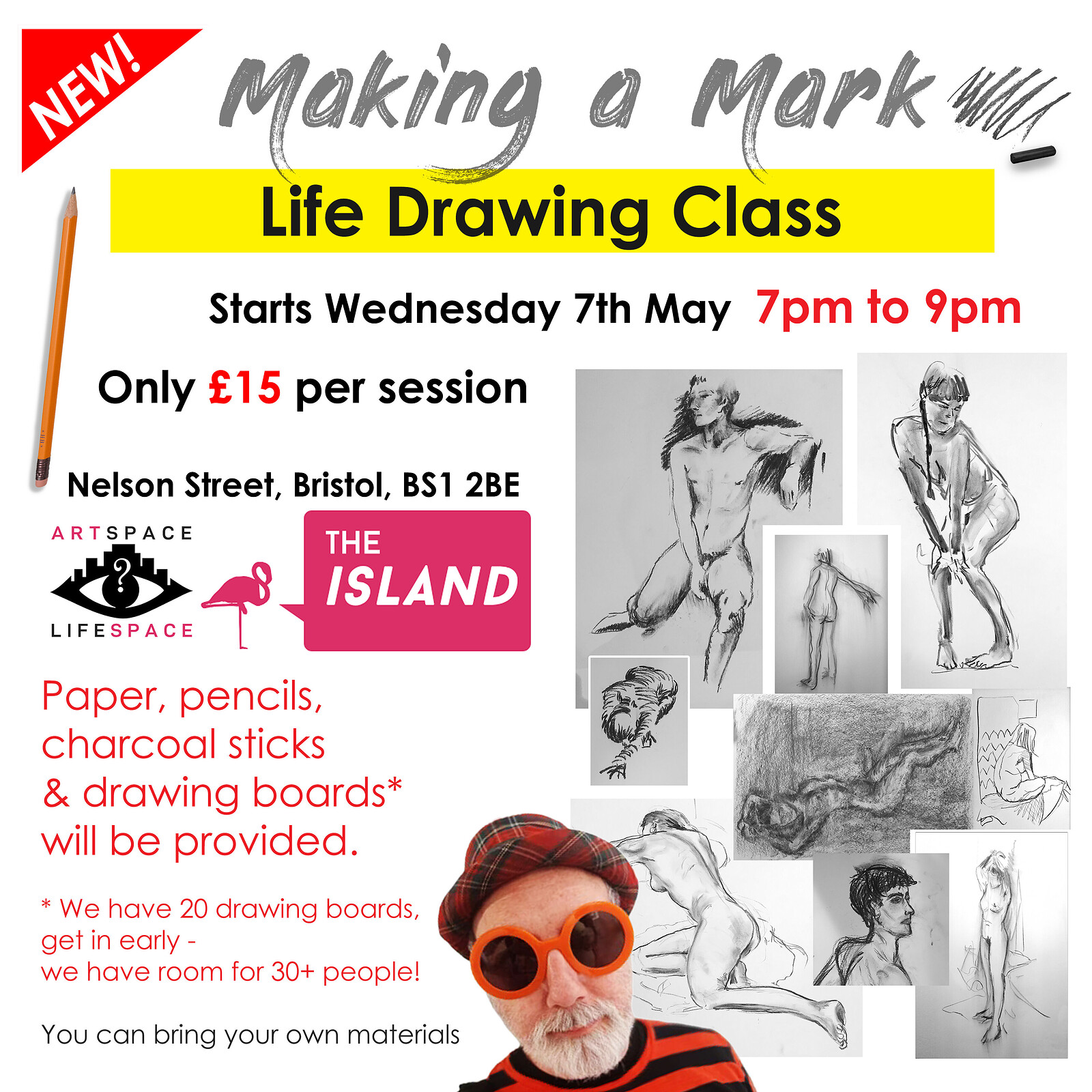 LIFE DRAWING Class - Making a Mark at The Island