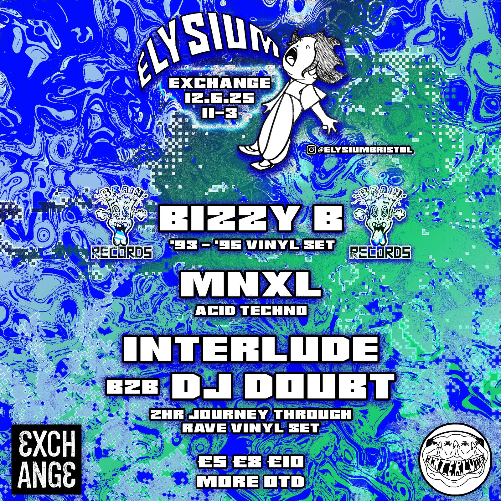 Elysium w/ Bizzy B, Interlude, DJ Doubt & MNXL at Exchange