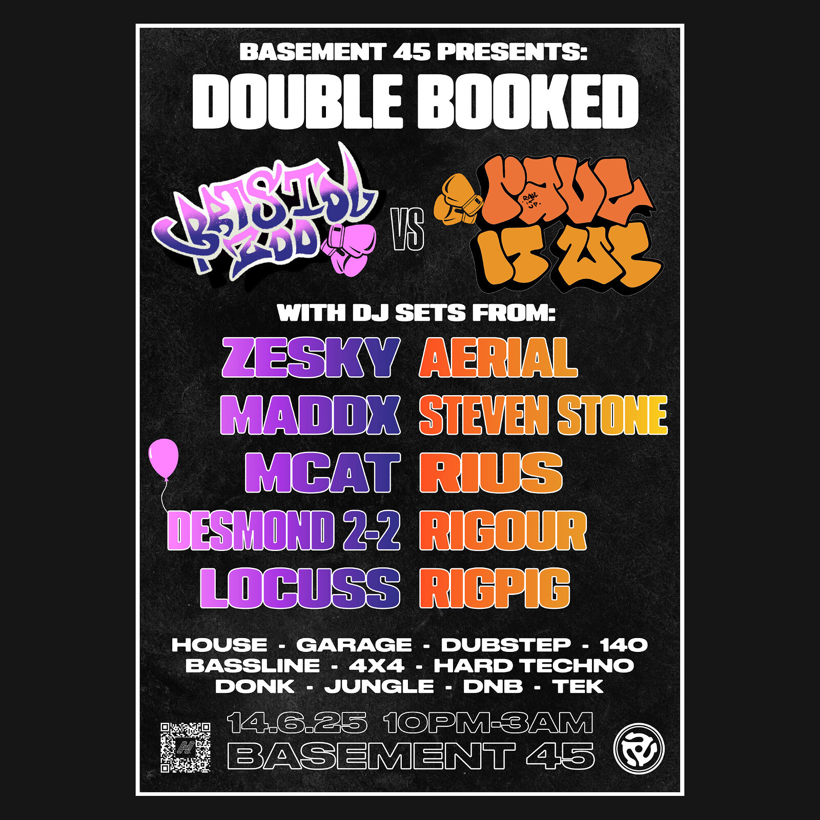 DOUBLE BOOKED: Rave It Up vs Bristol Zoo at Basement 45