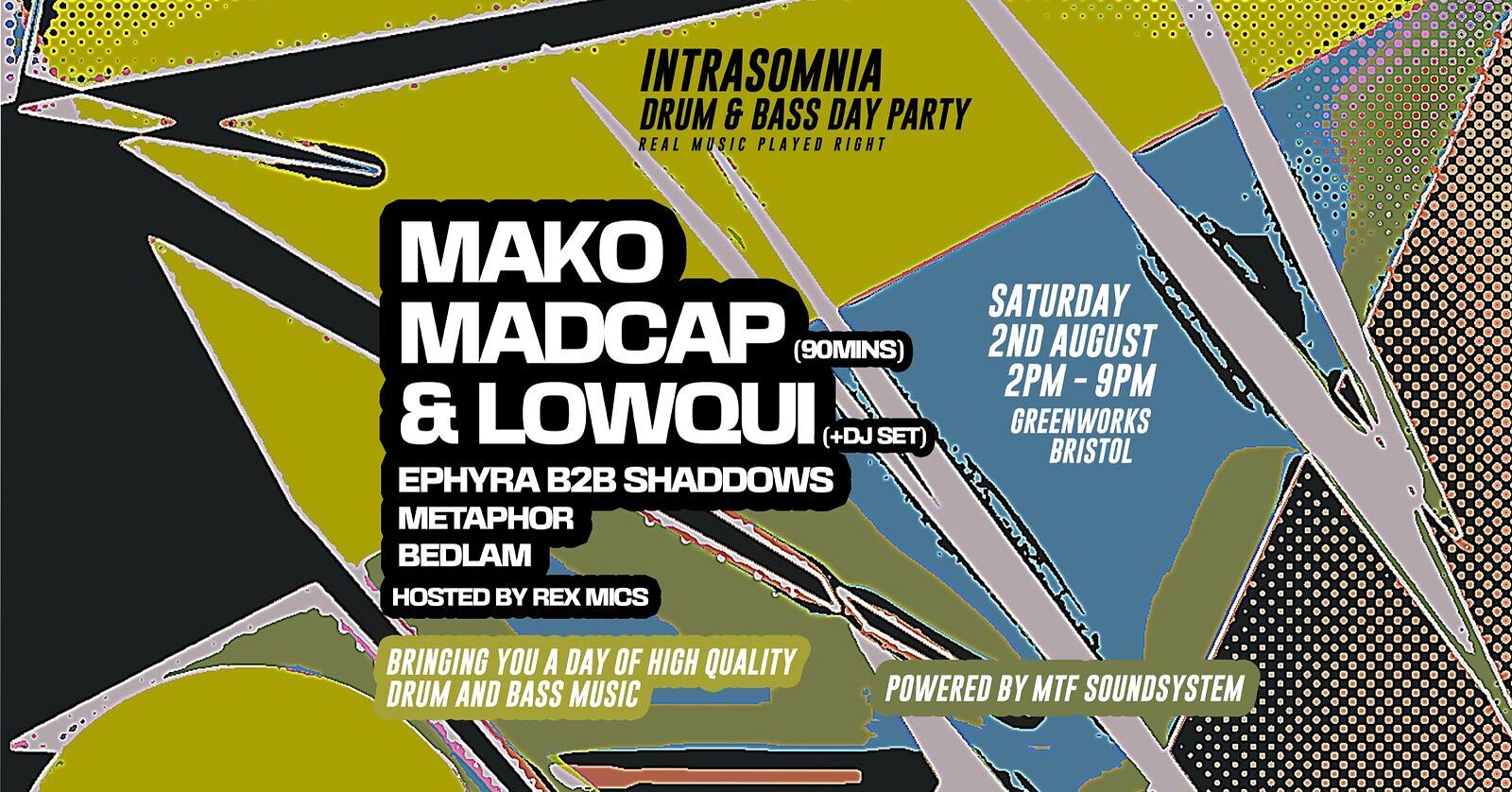 INTRASOMNIA DRUM & BASS DAY PARTY at Green Works