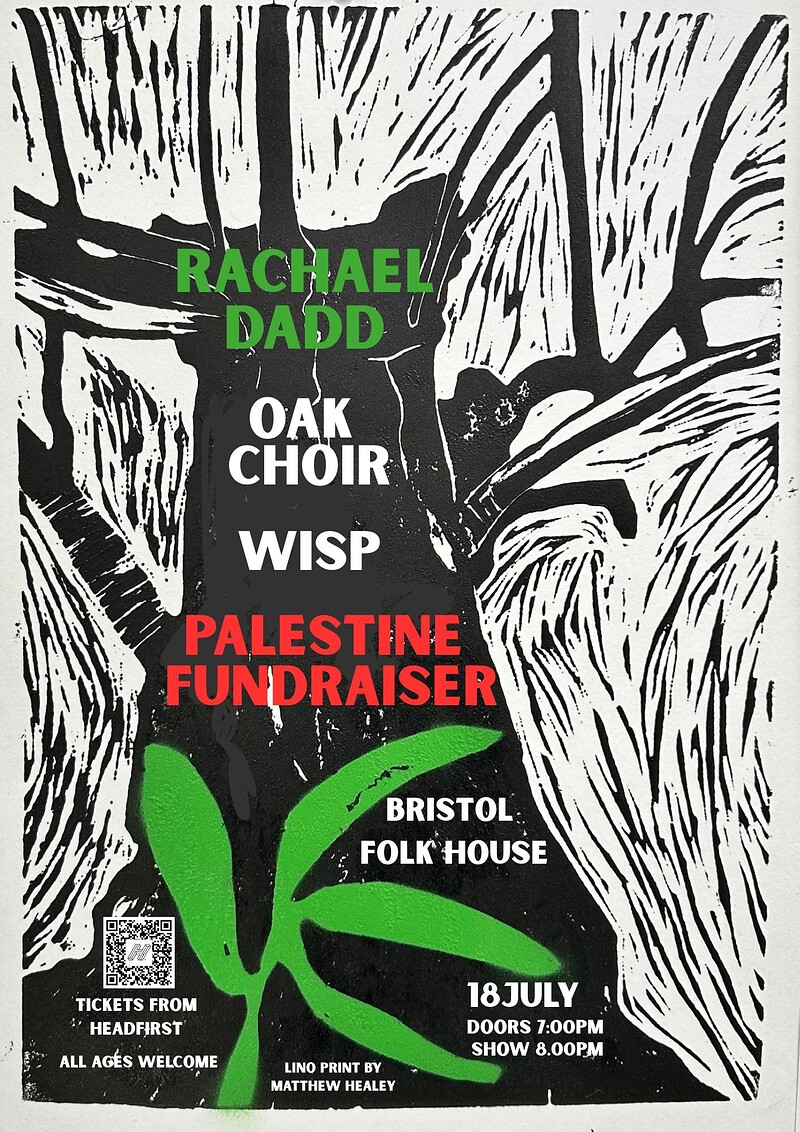Palestine Fundraiser with Rachael Dadd, Wisp and OAK Choir at Bristol Folk House