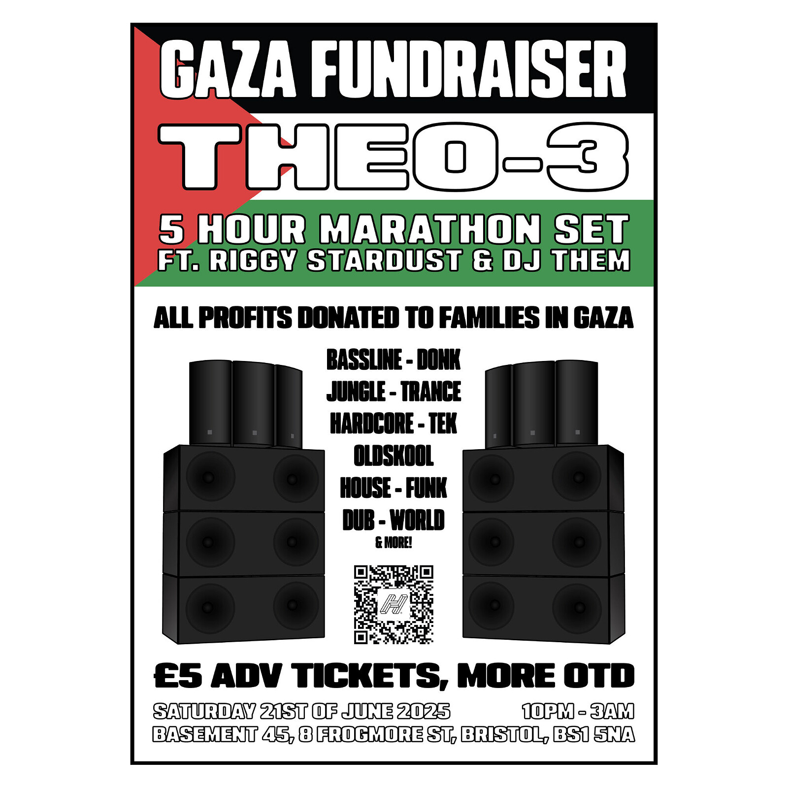 Gaza Fundraiser: THEO-3 5hr Marathon Set at Basement 45