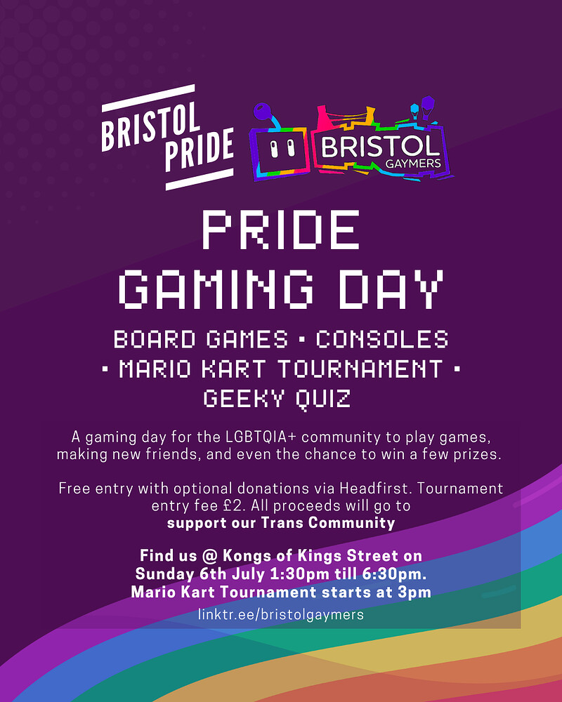 Bristol Pride's Gaming Day 2025 at Kongs of King Street