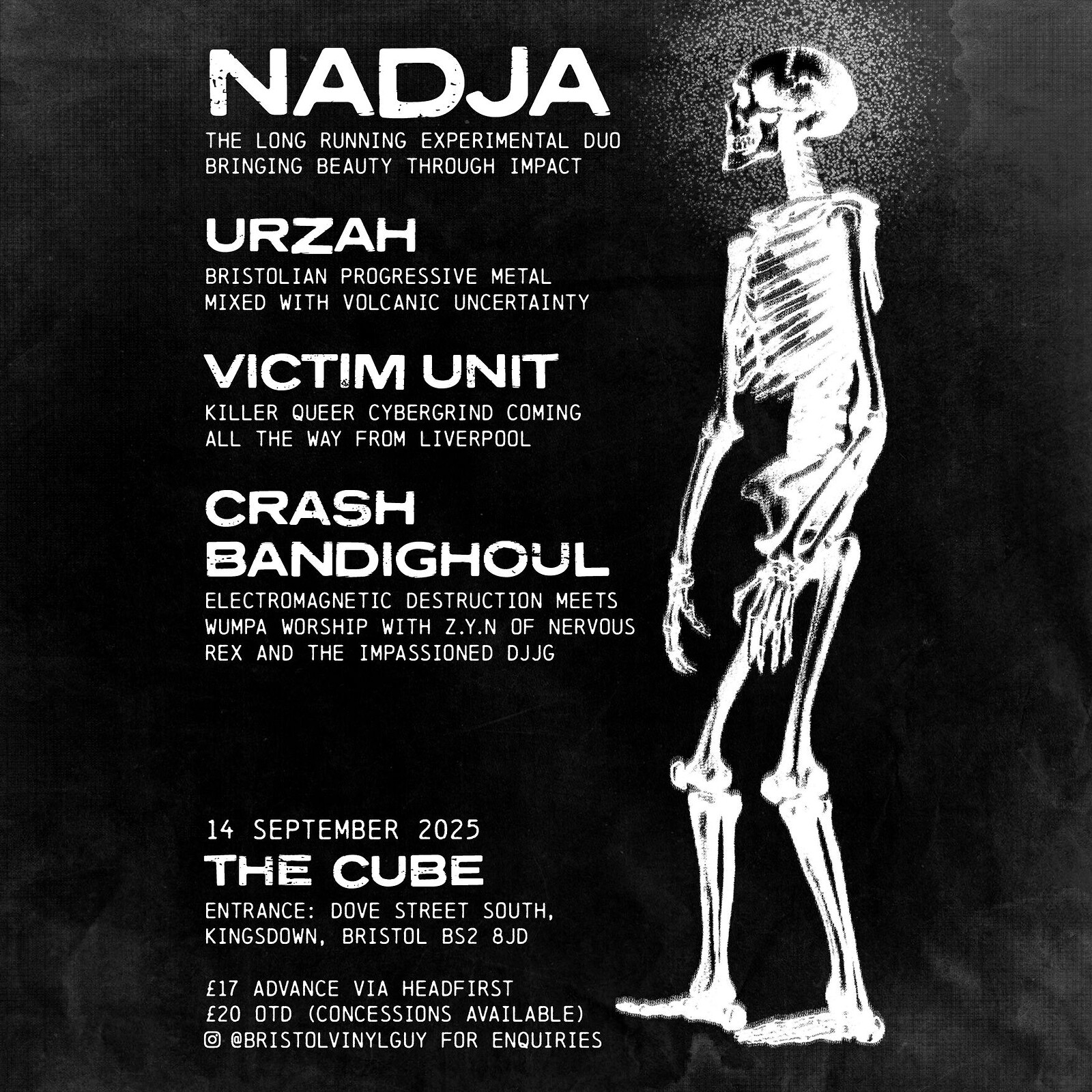 Nadja, Urzah, Victim Unit, Crash Bandighoul at The Cube